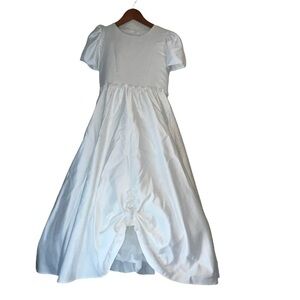 Kid's Tip Top White Formal Dress with Cap Sleeves